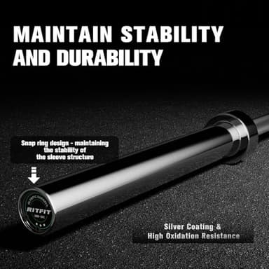 RitFit 7-foot Olympic Barbell Bar, General Purpose Weight Bar Suitable for Olympic Lifts and Power Lifts, 500LBS Capacity - Image 4