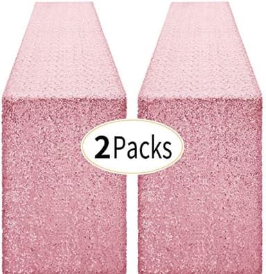 2 Packs 12 x 72 inches Light Pink Sequin Table Runner, Glitter Runner for Birthday Party Supplies Decorations Wedding Bachelorette Holiday Celebration Bridal Shower Baby Shower - Image 3