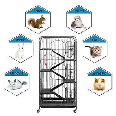Yaheetech 52-inch Ferret Cage 6 Level Metal Rat Cage with 3 Front Doors/Feeder/Wheels Small Animal Cage for Ferret/Chinchilla/Bunny/Rabbit/Squirrel, Black - Image 3