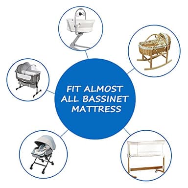 Bassinet Sheets for Baby Boy Girl 2 Pack Bassinet Sheet Set Universal Soft Cradle Sheets Fit for Oval Rectangle and Hourglass Bassinet Mattress, Bassinet Sheets, Grey&Navy - Image 5