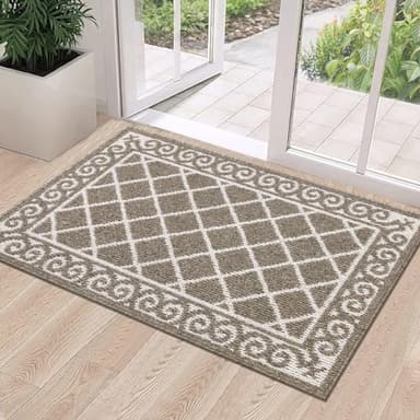 HEBE Indoor Door Mat 24''x36'' Non Slip Front Door Welcome Mats Washable Shoe Mats Dirt Trapper for Entryway Low Profile Kitchen Carpet for Entrance Hallways Entrance Mat for Dogs - Image 1