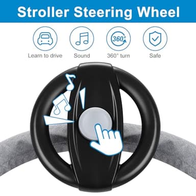 Accmor Stroller Steering Wheel Toy, Pretend Driving Simulated Steering Wheel for Baby Stroller Shopping Carts, Universal Detachable Funny Stroller Toy Attachment Accessories - Image 6