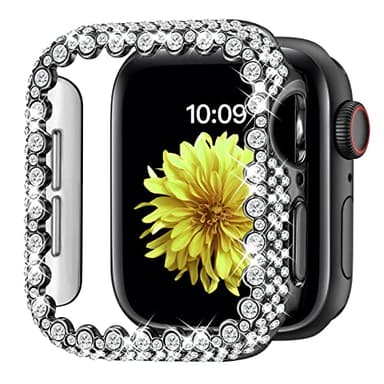 Bling Bumper Case Compatible with Apple Watch Series 3/2/1 38mm, Diamond Protective Face Cover for Women, Hard PC Frame for iWatch 38mm - Image 1