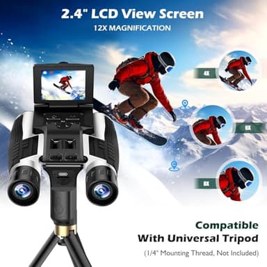 Digital Binoculars Camera, 2.4" LCD Display 12X 48MP Pictures 2.5K Videos Camera with 32GB Card, Binoculars for Bird Watching Hunting Outdoor Adventures (DT40) - Image 4