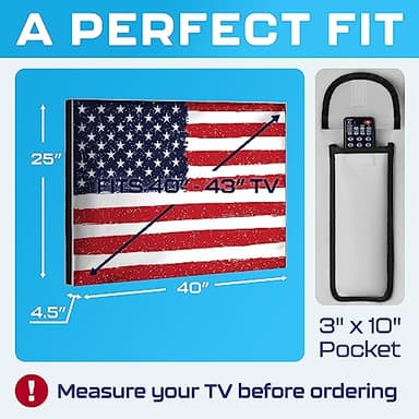 Garnetics Outdoor TV Cover 43 Inch – Waterproof & Weatherproof TV Enclosure, Smart Shield Screen Protector, Outside TV Covers for Moving & Storage - US Flag - Image 2