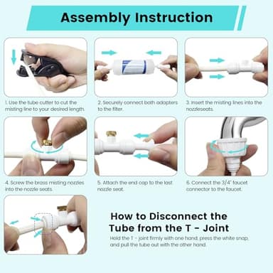 Misting System for Outside Patio 50Ft (15M), 15 Nozzles Outdoor Misting System, Backyard Water Mister Kit for Garden, Greenhouse, Umbrella, Gazebo, Trampoline - Image 6