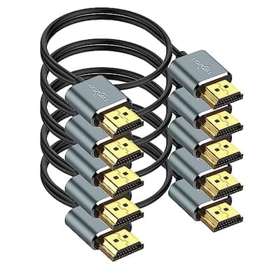 Twozoh Slim 4K HDMI Cable 1.6FT 5 Pack, Ultra Thin & Flexible Skinny HDMI to HDMI 2.0 Cord Support 4K/60HZ 18gbps Laptop, Monitor, PS5, PS4, Xbox One, Fire TV - Image 1