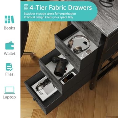 Lufeiya 47 inch Computer Desk with 4 Fabric Drawers, Writing Work Study Desk for Home Office Bedroom, Modern Simple Student PC Desks, Gray - Image 5