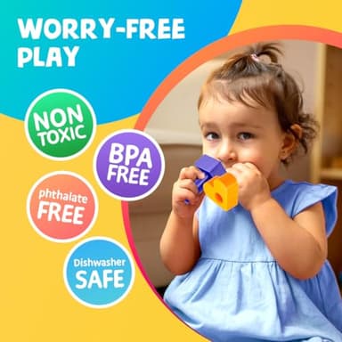 Skoolzy Peg Board Set - Montessori Toys for 2 Year Old - 38 Pc Plastic Peg Board for Kids with Shapes - Occupational Therapy Toys with Pegs, Dice, Lacing String & Storage Bag - Image 6