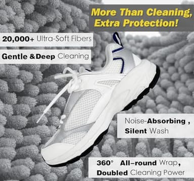 Shoe Washing Machine Bag,Laundry Shoe Bag for Washer and Dryer,Reusable Shoe Cleaning Bag for Sneakers,Tennis Shoes,With Self-locking Zipper, Microfiber Inside,Include Shoes Storage Bag (Grey(1PC)) - Image 2