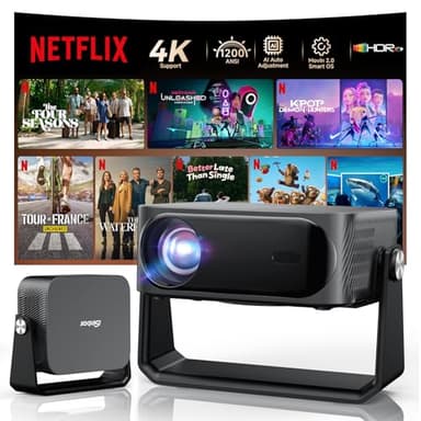 [1200 ANSI/Auto Focus & Keystone/Built-in APPs] 4K Outdoor Projector with Wifi and Bluetooth, Smart Portable Proyector with Built in Apps Netflix/YouTube/PrimeVideo & Dolby, Home Theater with HDR10+ - Image 1