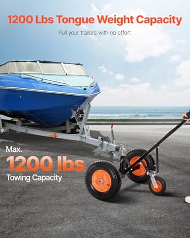 VEVOR Trailer Dolly, 1200lbs Tongue Weight Capacity, Carbon Steel Trailer Mover with 18 inch and 22 inch Height Adjustable Trailer Dolly, 2 inch Ball, 15.2 inch Pneumatic Tires, for Moving RV - Image 2