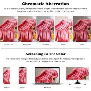 NEWCOSPLAY Super Soft Queen Blanket Coral Pink Premium Silky Flannel Fleece Leaves Pattern Lightweight Bed Blanket All Season Use (Coral Pink, Queen(90"x90")) - Image 6