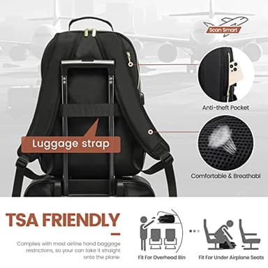 LOVEVOOK Laptop Backpack for Women 15.6 inch,Cute Womens Travel Backpack Purse,Professional Laptop Computer Bag,Waterproof Work Business College Teacher Bags Carry on Backpack with USB Port,Black - Image 7