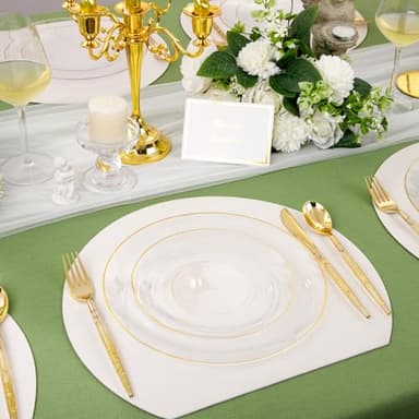 Liacere 150PCS Clear Gold Plastic Plates - Gold Plastic Silverware with Glitter Handle - Clear Disposable Plates Include 30 Guests Plates, Forks, Spoons, Knives for Wedding & Party&Chrismas - Image 3