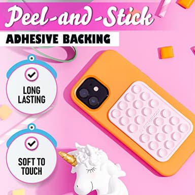 OCTOBUDDY Classic - Silicone Suction Phone Case Adhesive Mount - Hands-Free, Strong Grip Holder for Selfies and Videos - iPhone and Android Compatible - 2.25″ x 3.25″, Chalk Pink - Image 2