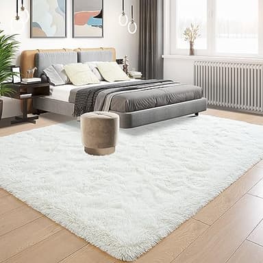 Tepook Area Rugs 9x12 for Living Room, Super Soft Fluffy Rugs for Bedroom, Modern Shaggy Rug Fuzzy Carpets for Kids, Plush Indoor Nursery Home Decor Rug with Non-Slip Bottom, Cream White - Image 3