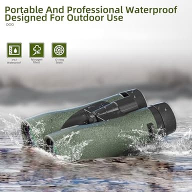 12X50 Professional Binoculars for Adults High Power with Phone Adapter, HD Binoculars with BaK4 prisms, Super Bright Lightweight & Waterproof Binocular Perfect for Bird Watching, Hunting, Stargazing - Image 5