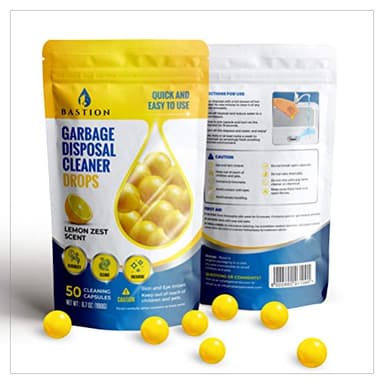 Bastion Garbage Disposal Cleaner and Deodorizer Drops- [[50-Count]] Lemon Zest Scented Kitchen Sink Freshener Pods & Drain Odor Eliminator Disposer Care Balls - Image 3