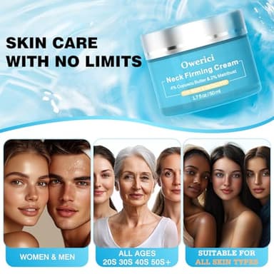 Owerici Neck Firming Cream, Tighten and Lift Neck Cream Tightening Lifting Sagging Skin, Tighten & Lift Neck Cream for Wrinkles Sagging Skin for an Even Skin Tone and Neck Lift - Image 2