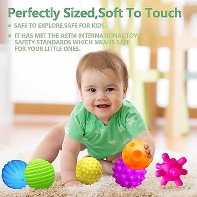 ROHSCE Sensory Balls for Baby Sensory Baby Toys 6 to 12 Months for Toddlers 1-3, Bright Color Textured Multi Soft Ball Gift Sets, Montessori Toys for Babies 6-12 Months Infant Toys (6 Pack) - Image 5