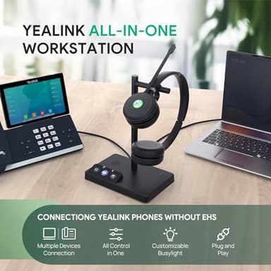 Yealink WH62 DECT Mono Teams Wireless Headset, 525 ft Range Work Headphone with 2X Noise Canceling Mic for IP Phone and Computer, Single Ear Headset with Call Control, Ringer,13H Talk Time - Image 2