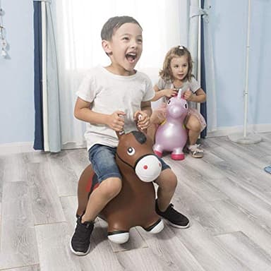 INPANY Bouncy Horse Hopper Toys, Toddlers Bouncing Farm Animals, Inflatable Jumping Hopping Horse, Ride on Rubber Bouncer for Kids, Outdoor Indoor Cool Birthday Gifts for 2 3 4 Year Old Girl Boy - Image 6
