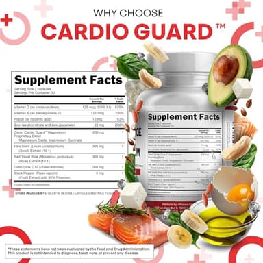 Clean Nutraceuticals COQ10 200mg Red Yeast Rice Omega 3 Magnesium Complex 500mg Niacin Zinc Vitamin K2 D3 - Heart Support Vitamins for Women & Men w/Vitamin B3, Coenzyme Q10-60 Ct - Image 4
