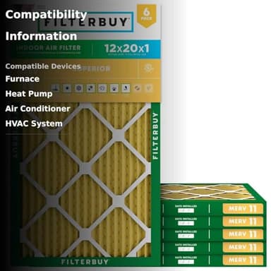 Filterbuy 12x20x1 Air Filter MERV 11 (MPR 1200) Allergen Defense Replacement (6-Pack), Electrostatic Pleated HVAC AC Furnace Filters, Made in USA (Actual Size: 11.50 x 19.50 x 0.75) - Image 3