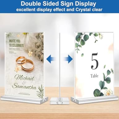 Acrylic Sign Holder 4x6, 20 Pack Clear Table Vertical Double Sided Table Menu Display, Plastic Desktop Picture Frames Stand Acrylic Paper Holder Tabletop Sign Holder for Wedding Office Show Fair - Image 7