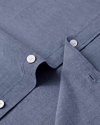 Alimens & Gentle Mens Solid Oxford Shirt Long Sleeve Dress Shirt Work Casual Button Down Shirts with Pocket Navy - Image 5