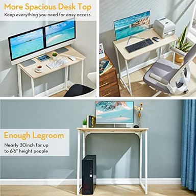 WOHOMO Folding Desk, Small Foldable Desk 31.5" for Small Spaces, Space Saving Computer Table Writing Workstation for Home Office, Easy Assembly, Oak - Image 7