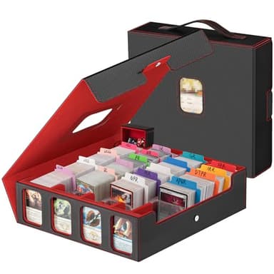 Gomyrod Card Storage Box 3200+ MTG Deck Box with 30 Colorful Divider, 4 Row Commander Trading Card Cases with Portable Handle & Display Windows, Fits for MTG/TCG/Magic Cards, Patented Design - Image 1