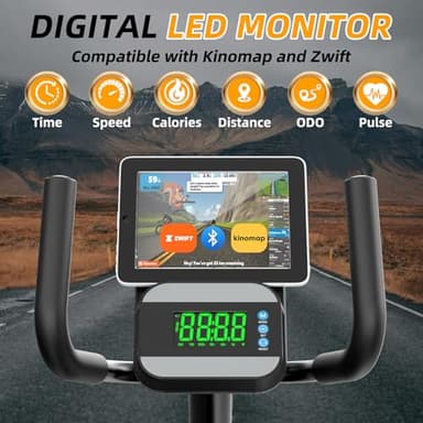 VANSWE Recumbent Exercise Bike with Smart App and Bluetooth Connectivity, LED Display, Magnetic Resistance, 400 LBS Weight Capacity, Pulse Handle(Yellow/Black) - Image 3