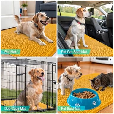 OLANLY Dog Door Mat for Muddy Paws 36x24, Absorbs Moisture and Dirt, Absorbent Non-Slip Washable Doormat, Quick Dry Chenille Mud Mat, Entry Indoor Entryway Carpet for Inside Floor, Golden Yellow - Image 7