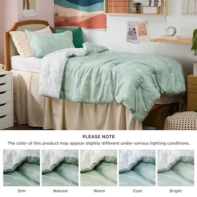 Bedsure Twin/Twin XL Comforter Set - Sage Green Bed Set, 2 Pieces Cute Floral Bedding, 1 Soft Reversible Botanical Flowers Comforter and 1 Pillow Sham - Image 8