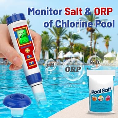 HOICATED pH ORP Tester for Chlorine Pool Salt Meter for Saltwater Swimming Pool Digital Salinity Meter Showing PPM for Hot Tub Spa Saltwater Aquarium Hydroponic EC Meter TDS Meter for Drinking Water - Image 2