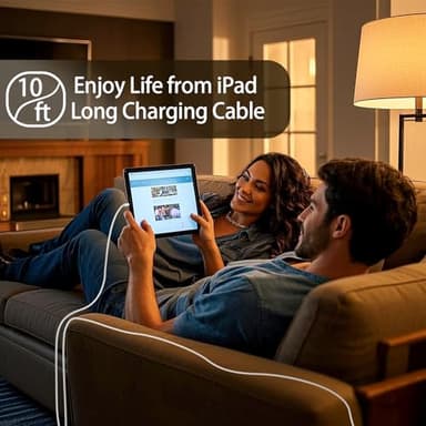 GKW iPad Charger Fast Charging for Apple iPad 10th Generation Charger 10.9", iPad A16 11th 11-inch, 2025 iPad Air 13/11 M3 M2 6th/5th, Mini 7 A17 Pro, 20W USBC Block Long 10ft USB C Cable,2-Pack White - Image 3