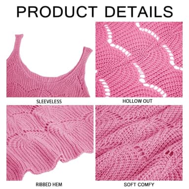 Womens Sexy Crochet Cover Up Swimwear Mesh Dress See Through Fishnet Beach Swimsuit Top Pink - Image 3