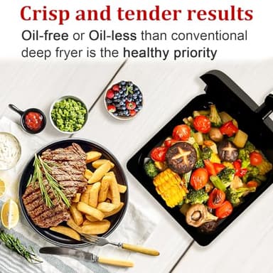 WHUTO 6QT Air Fryer Oven with LED Digital Touchscreen, 12 Preset Cooking Functions Air fryers, Bake, Reheat, Keep Warm, Nonstick and Dishwasher-Safe Basket, Stainless Steel/Black - Image 5