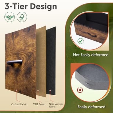 WLIVE Dresser with 4 Drawers, Fabric Storage Tower, Organizer Unit for Bedroom, Hallway, Entryway, Closets, Sturdy Steel Frame, Wood Top, Easy Pull Handle, Rustic Brown Wood Grain Print - Image 6