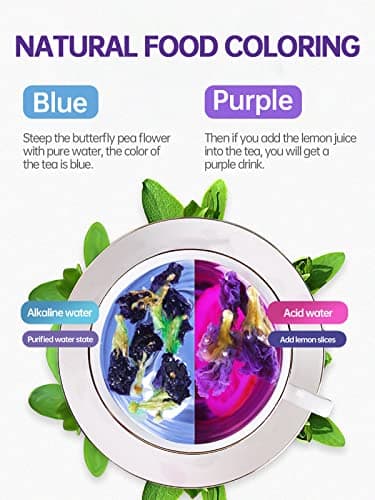 TeeLux Butterfly Pea Flower Tea, Non-GMO, Pure Natural Butterfly Pea Tea, Premium Dried Butterfly Pea Flower for Blue & Purple Drinks and Food Coloring, 1.76 Oz - Image 3