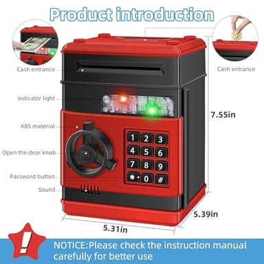 Saidrip Piggy Bank for Kids, Money Bank Toys for Ages 6 7 8 10 11 12 13, Electronic Cash Coin Money Saving Box， Birthday for 8 9 10 Year Old Boys Girls - Image 3