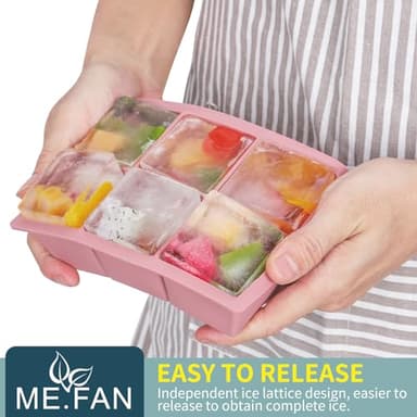 ME.FAN Silicone Ice Cube Trays [3 Pack] Large Ice Cube Mold with Lid, Square Independent Cavity Ice Tray Maker for Whiskey, Cocktails Bourbon, Beer & Drinks - Black/Deep Grey/Light Grey - Image 7