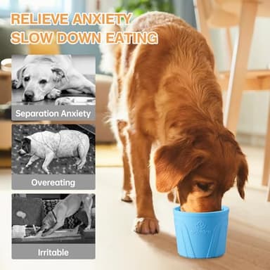Dog Slow Feeder Lick Bowl, Anxiety Relief Dog Licking Mat Treat Dispenser, Non-Slip Anti-Choking Slow Eating Lick Bowl for Small Medium and Large Breed Dogs, BPA Free Silicone - Image 3