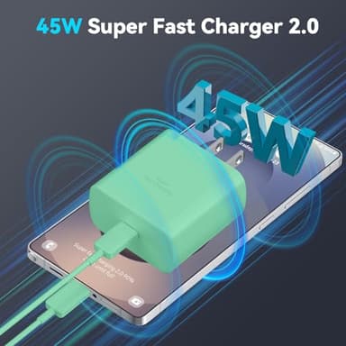 45W Samsung Super Fast Charger Type C,USB C Fast Charger 6.6ft Cable Cord Android Phone Charger Block for Samsung Galaxy S24 Ultra/S24/S24+/S23 Ultra/S23/S23+/S22/S21/S20/Note 10/20,deep Green - Image 4