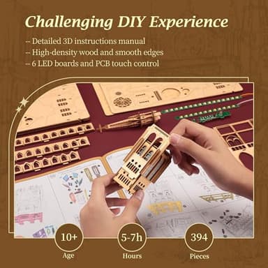 FUNPOLA LED 3D Wood Puzzle - Notre Dame de Paris Architecture Model-Night Edition with LED Lighting- DIY Building Model Craft Kit, Architecture Building Set - Image 5