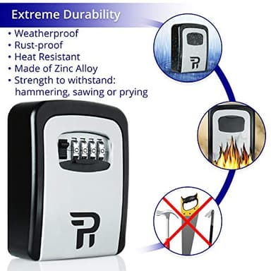 Key Lock Box with Code for Outside - Wall Mount Lockbox for Keys Outdoor - Combination Lock Box to Hide a Key Outside - Key Cabinets - Image 4