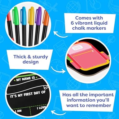 First Day of School Sign Board with Liquid Chalk Markers - 14”x11” Double-Sided & Reusable - My First and Last Day - Back to School Supplies Board for Kindergarten, Preschool - Image 7