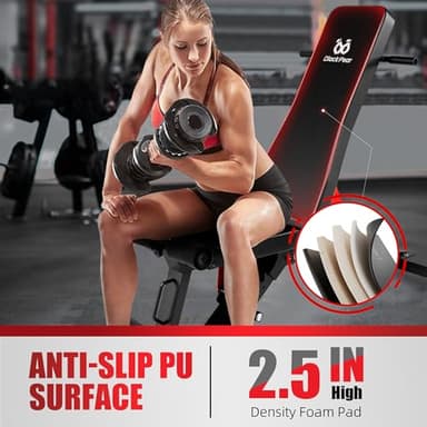 BlackPear Adjustable Weight Bench - Workout Bench for Home Gym, 1300lb Capacity Heavy Duty Exercise Foldable Strength Training Benches Press for Full Body Workouts with Incline/Flat/Decline Positions & Space-Saving - Image 5
